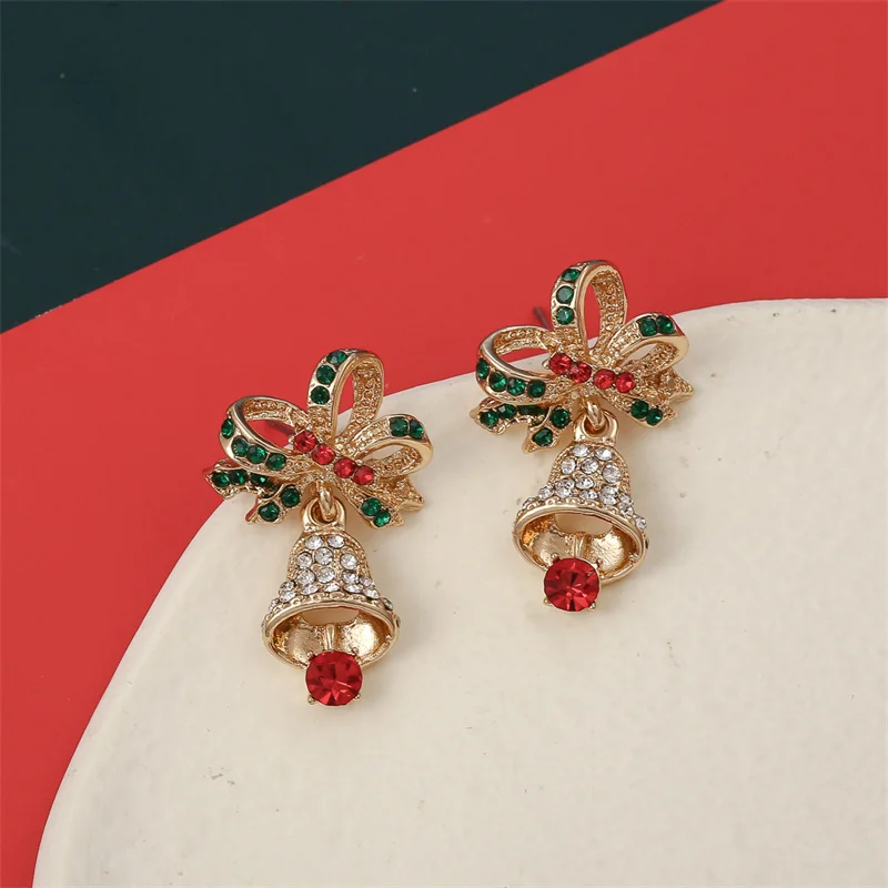 

New Design Christmas Jingle Bell Earrings for Women Exquisite Zircon Snowflakes Earrings New Year Party Jewelry Accessories
