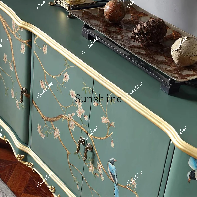 French painted home living room against the wall light luxury villa solid wood art storage dining side decorative cabinet  FT