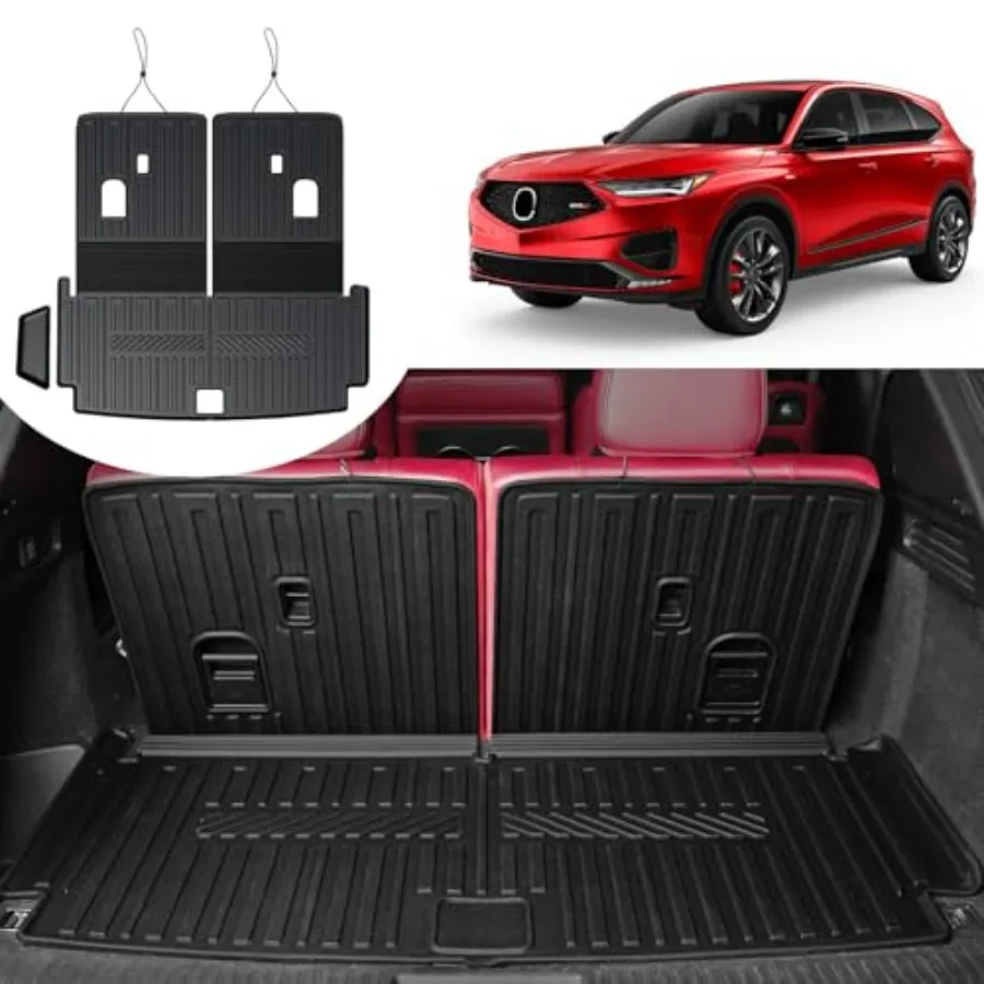 

Cargo Mat for 2022-2026 Acura MDX All Weather TPE Cargo Liner with Backrest Mat and Left Storage Mat in Black for 2025 2026 Acu