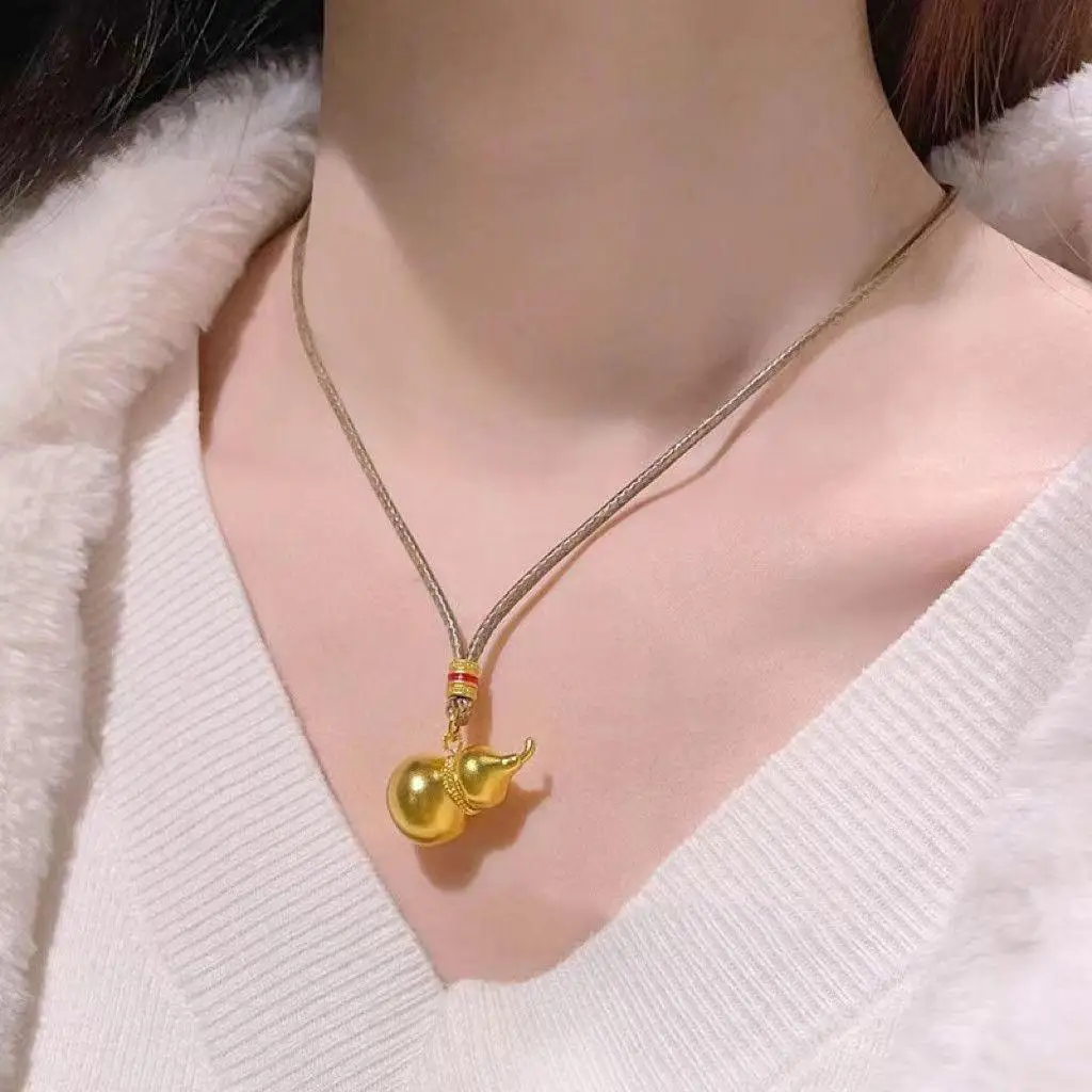 الكلاسيكية النمط الصيني مجسمة القرع قلادة حبل أسود رائعة بريق قلادة نمط مبهر مأدبة المجوهرات #1