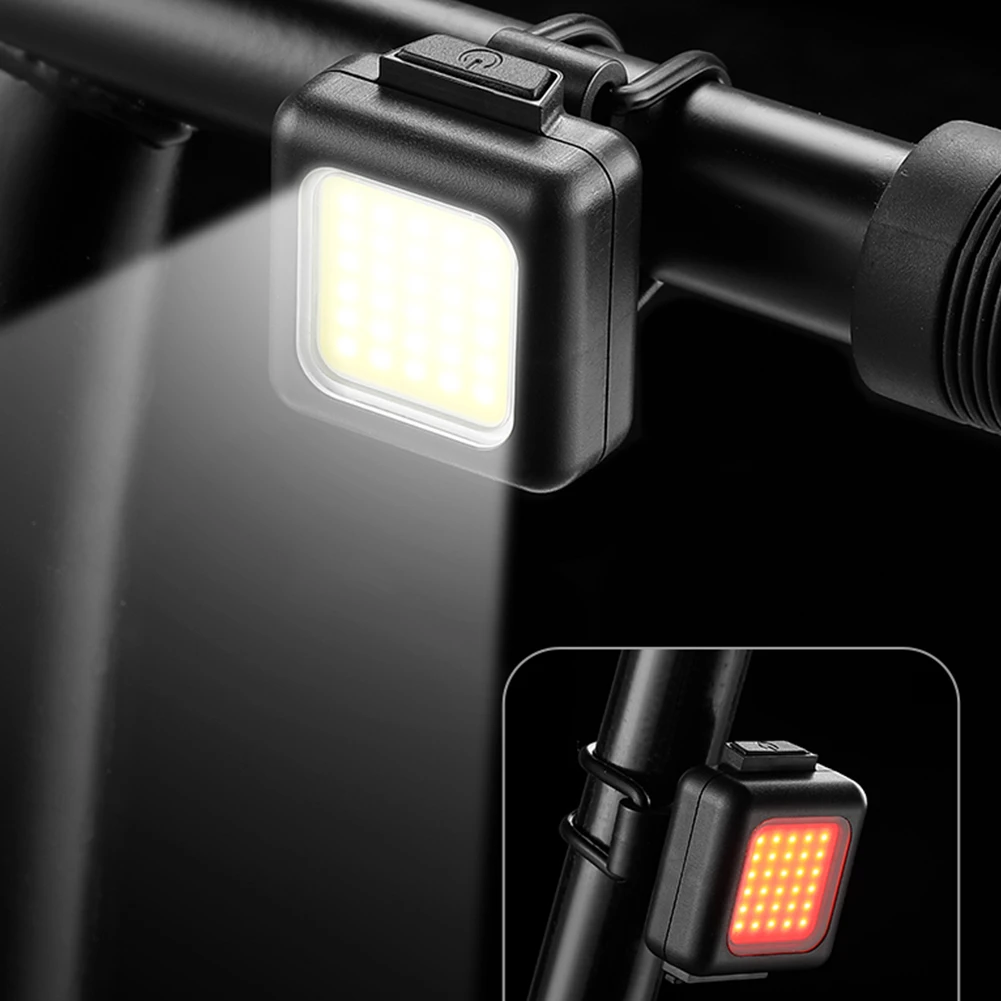 130LM/80LM 150mAh Bicycle Front Rear Lights Type-C USB Rechargeable COB LED Warning Cycling Light Waterproof Cycling Accessories