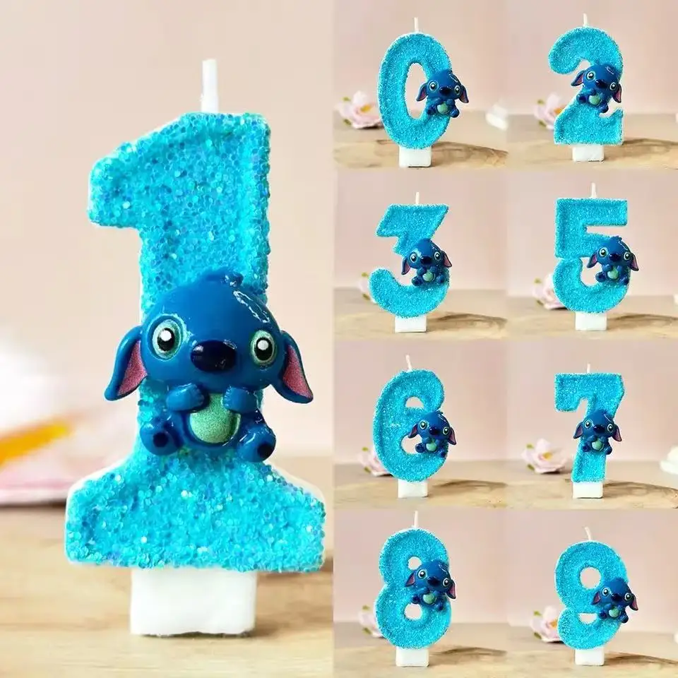 

Cute Stitch 3D Number Cake Decorating Candle Anime Kids Birthday Candles Digital Candle Cake Topper Birthday Party Kids Gifts