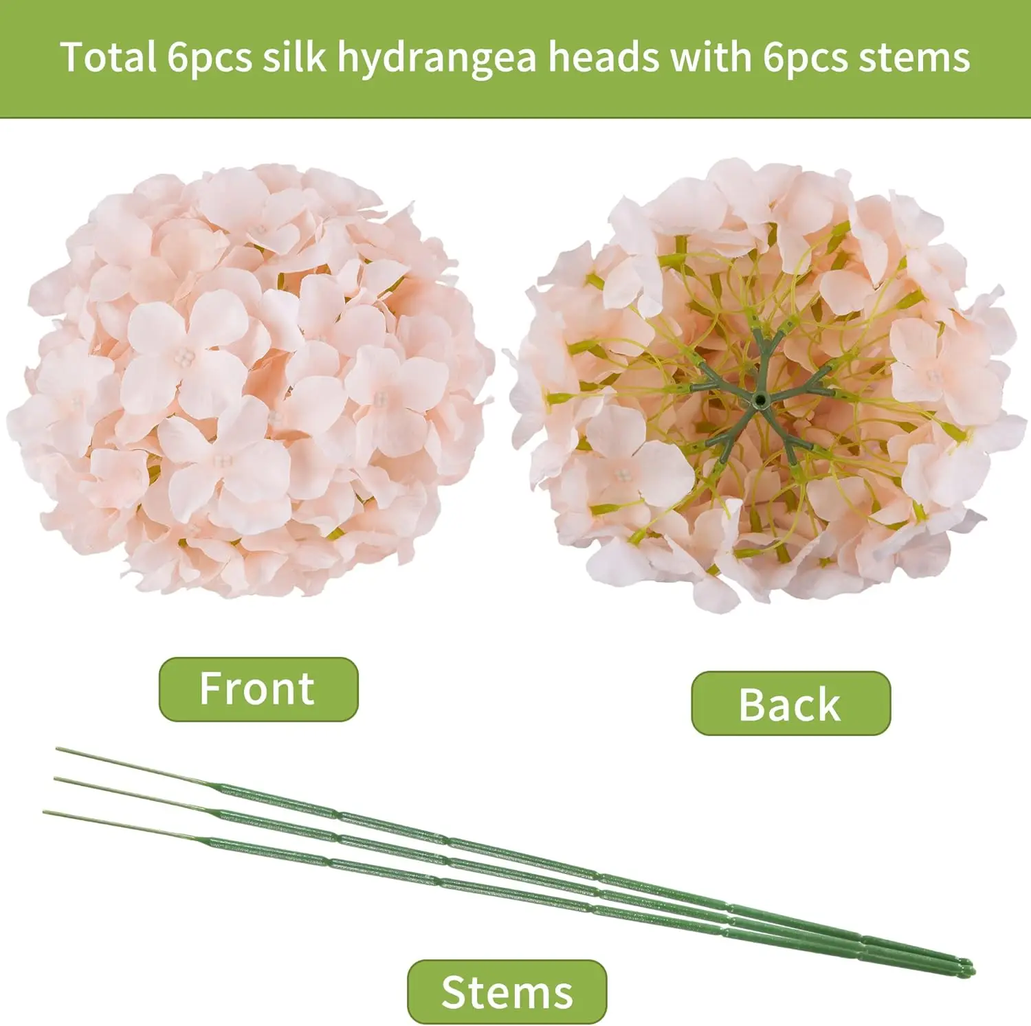 6 Stück 8,7 Zoll Seiden-Hortensien-Blütenköpfe mit Stielen, künstliche Hortensien-Blumen für DIY-Hochzeits-Mittelstück, Heimdekoration – Detail 32