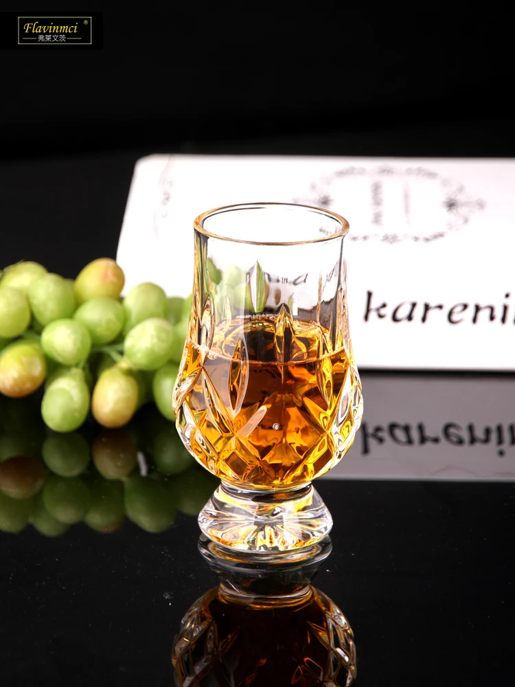 Fleintz Crystal Glass Whiskey Tasting Cup Fine Carving Craft Brandy Glass Tulip Cognac Glass European Style Double Set