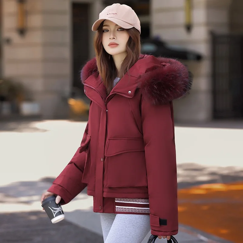 Women's Winter Tops Jacket Cotton Coat Punch Coat Hooded Warm Thickened Vintage Simple Comfortable Leisure Soft Niche Versatile