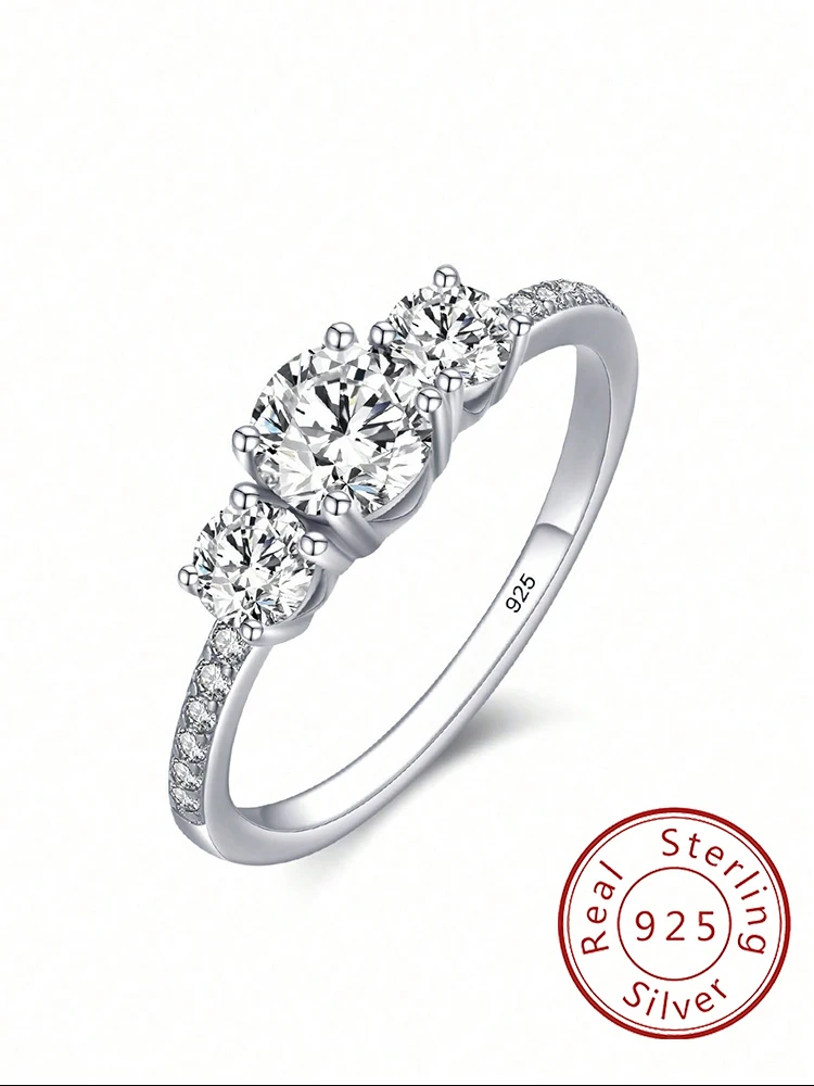 925 فضة الموضة الكلاسيكية 0.5ct الزركون خاتم دائري للنساء الذكرى المشاركة الزفاف الفاخرة مجوهرات عالية الجودة