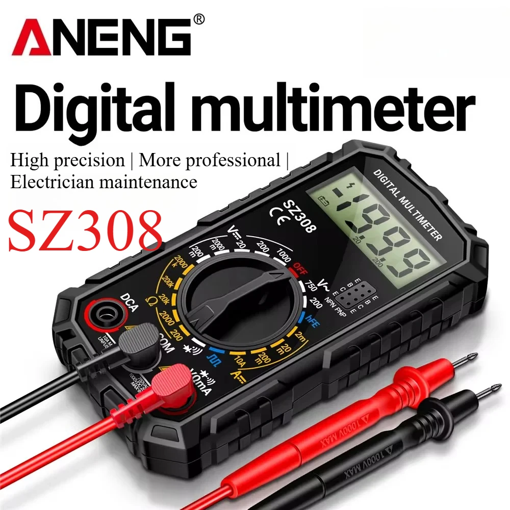 Multimeter AC/DC Voltage 10A Current Multimeters Meter Tool ANENG SZ308 Square Wave Digital Tester 1999 Counts HFE Triode Buzzer