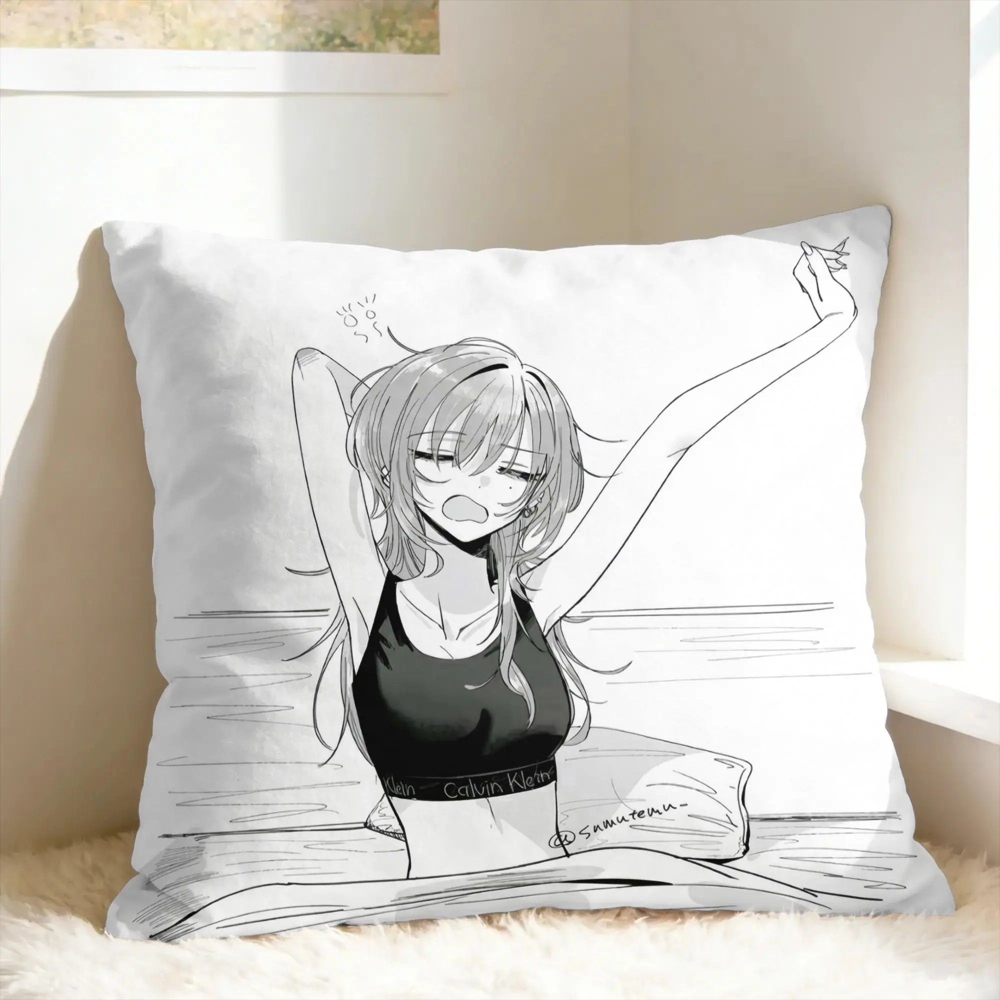 Haimiya Senpai Wa Kowakute Kawaii Manga Pillow Cover  Soft Cushion Cover Morden Pillow Case For Living Room Bed Chair