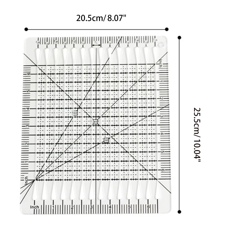 Slotted Quilting Ruler Durable Patchwork Ruler Transparent DIY Craft Cutting Ruler Template for Designer Pattern Maker