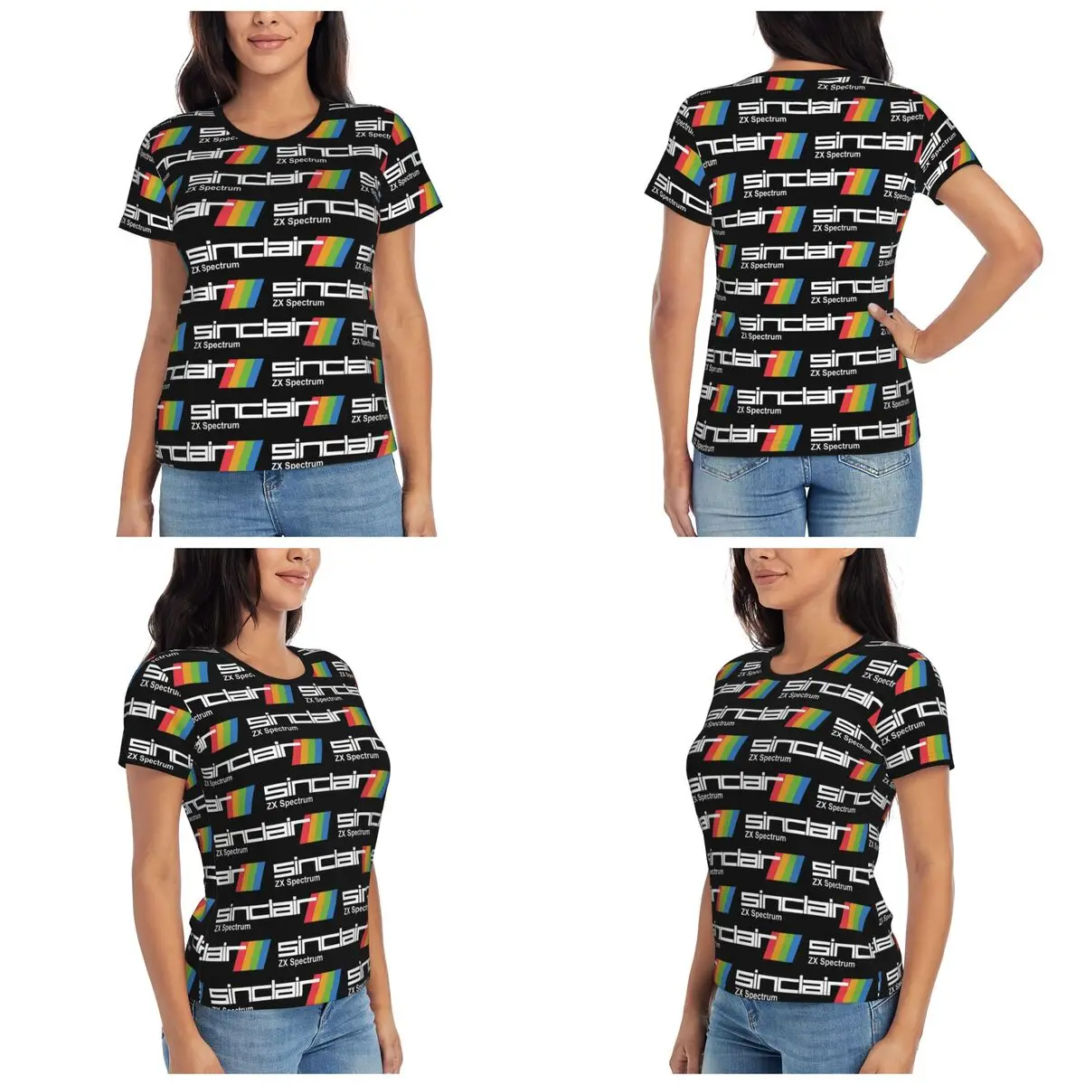 Camiseta ZX Spectrum para mujer, camisetas de manga corta, cuello redondo, ropa de calle, camisetas de algodón de verano, ropa de calle