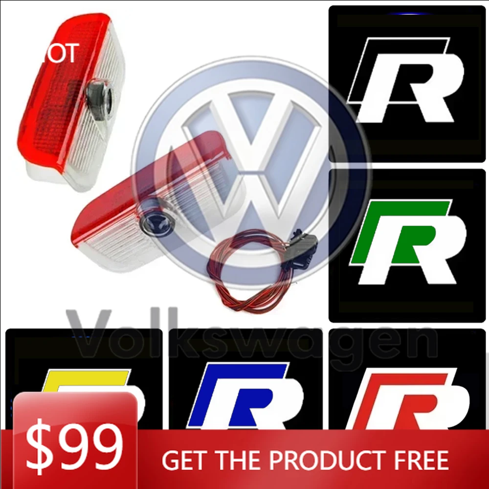 

2026 Hot For VOLKSWAGEN VW 2Pcs Car LED Door Light Welcome Projector Lamp for VOLKSWAGEN VW Passat B6 B7 Sharan CC Golf 5 6 7 Je