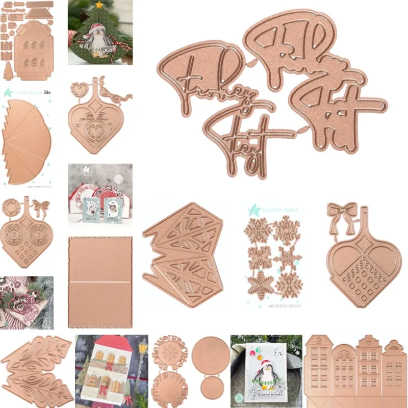 Happy Holidays heart Cutting Dies Scrapbook Diary Decoration Stencil Embossing Template DIY Greeting Card Handmade 2025 new