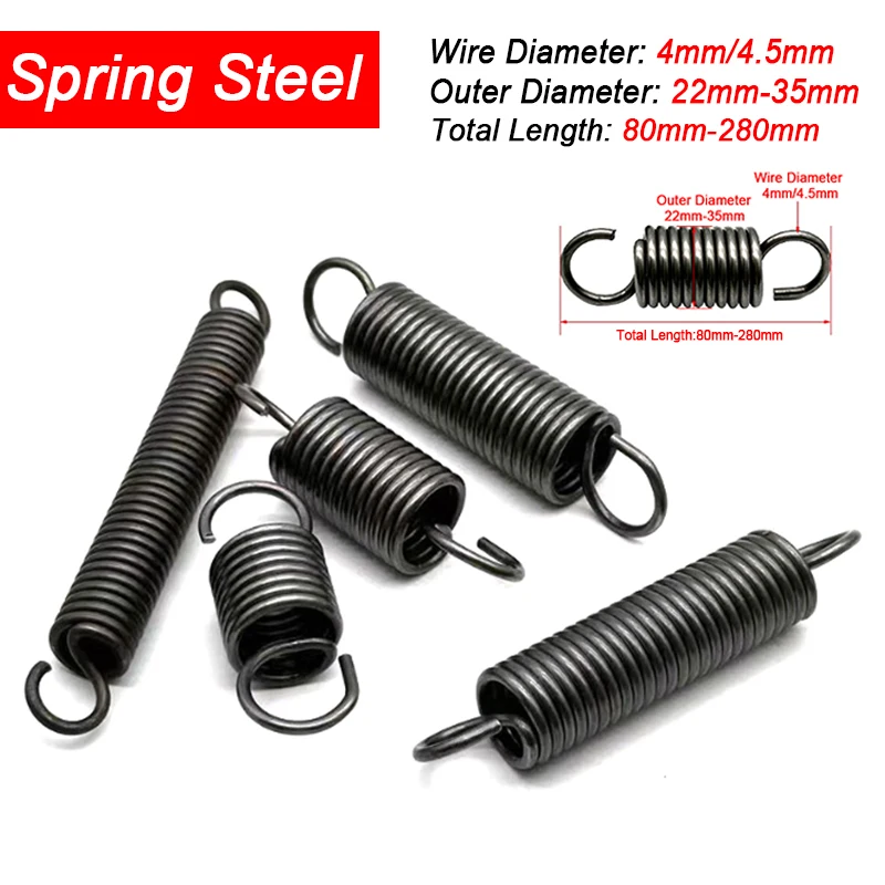 

Пружины растяжения Удлинительная пружина растяжения Диаметр проволоки 4 мм/4,5 мм Внешний диаметр 22 мм/25 мм/30 мм/30,5 мм/35 мм Длина 80–280 мм