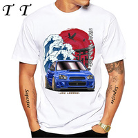 New Summer Men Short Sleeve The Great Wave Off Subie Impreza WRX Print T-Shirt Funny Car Design  White Casual Boy Tee Top