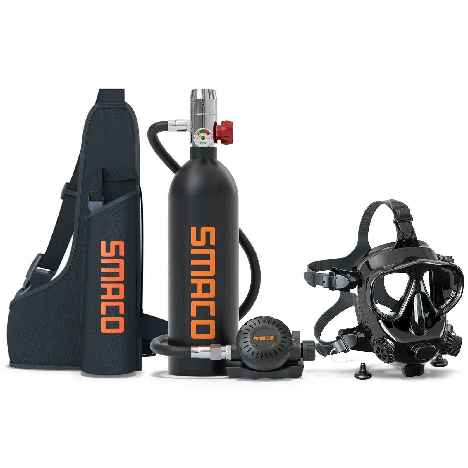 SMACO Lung Tank Mini Scuba Tank 1L supports about 15 minutes of underwater breathing (no more than 33 feet) for water rescue/di