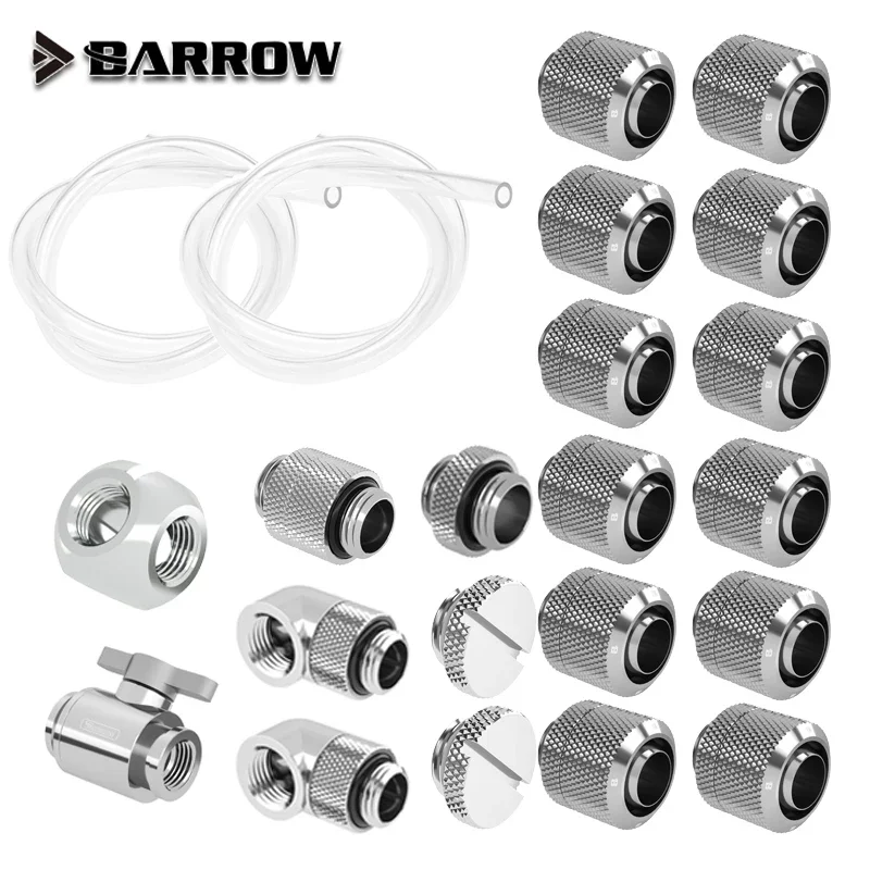 Barrow Hose Fitting Kit , THKN-3/8 Series For OD 13/16mm , Switch + Plug + 90 Degree Fitting Water Cooling Accessories DIY