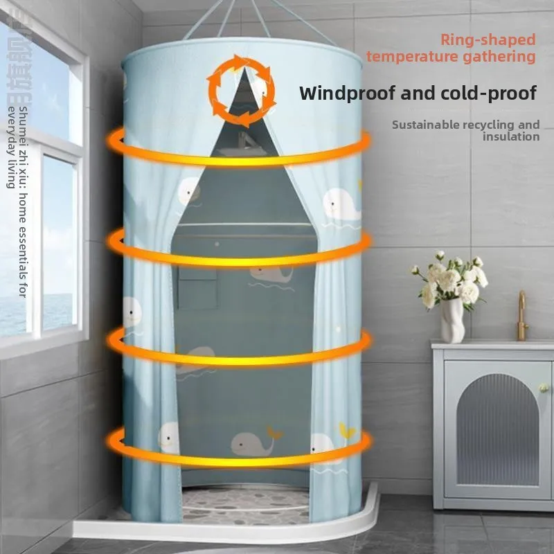 

Thiened Insulation Bath Curtain Cold Proof New Adult Sauna Warm Bath Room ower Temporarily Waterproof Windproof Bubble