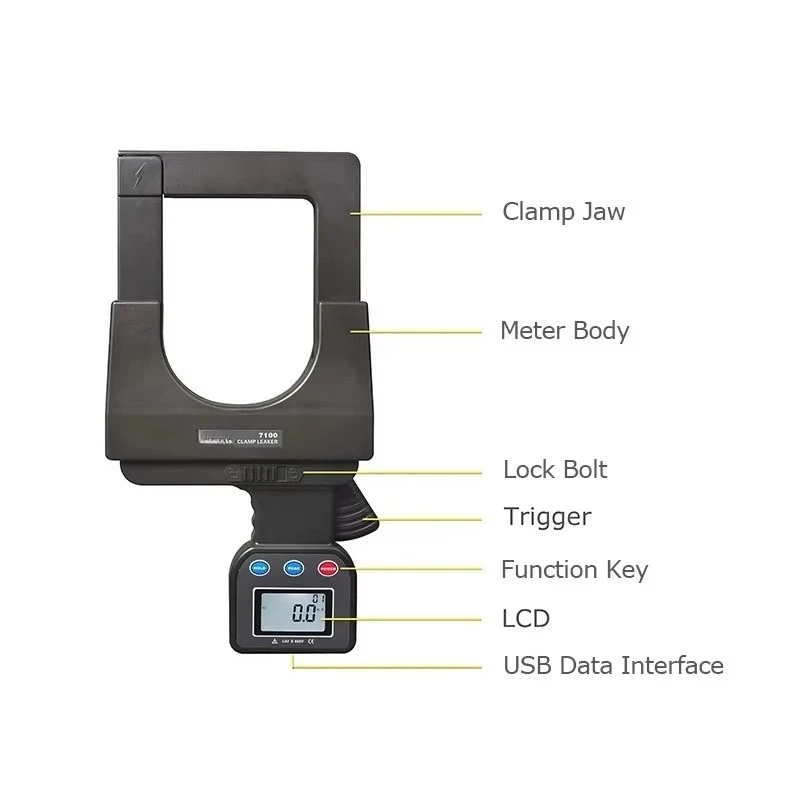 Multimeter Three Phase Power Energy Tester  1200KW 600V Voltage 2000A ETCR7300A Large CaliberLeakage Current Clamp Meter