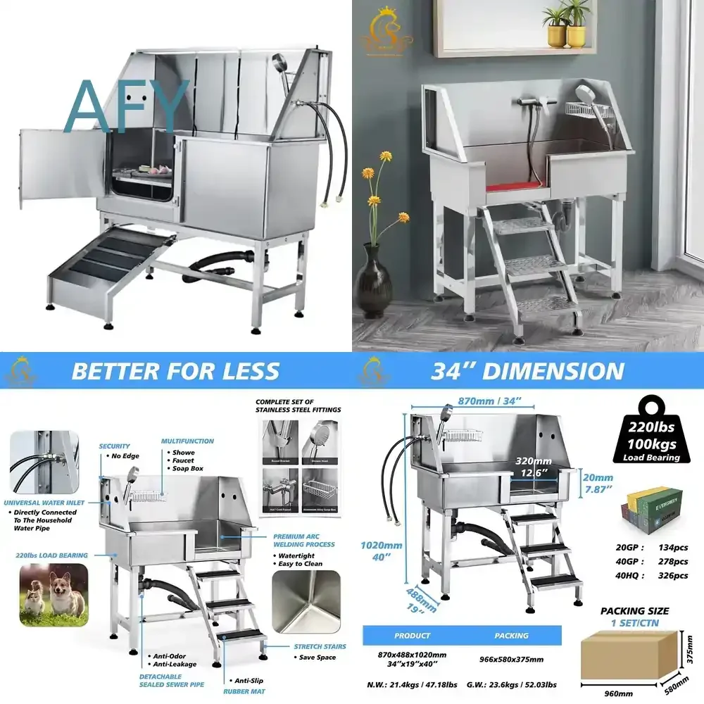 Veterinary Clinic Grooming Dog Spa for Pet Bath Tub Stainless Steel for Medical Care for Pet Supplies for Dogs Cats Small