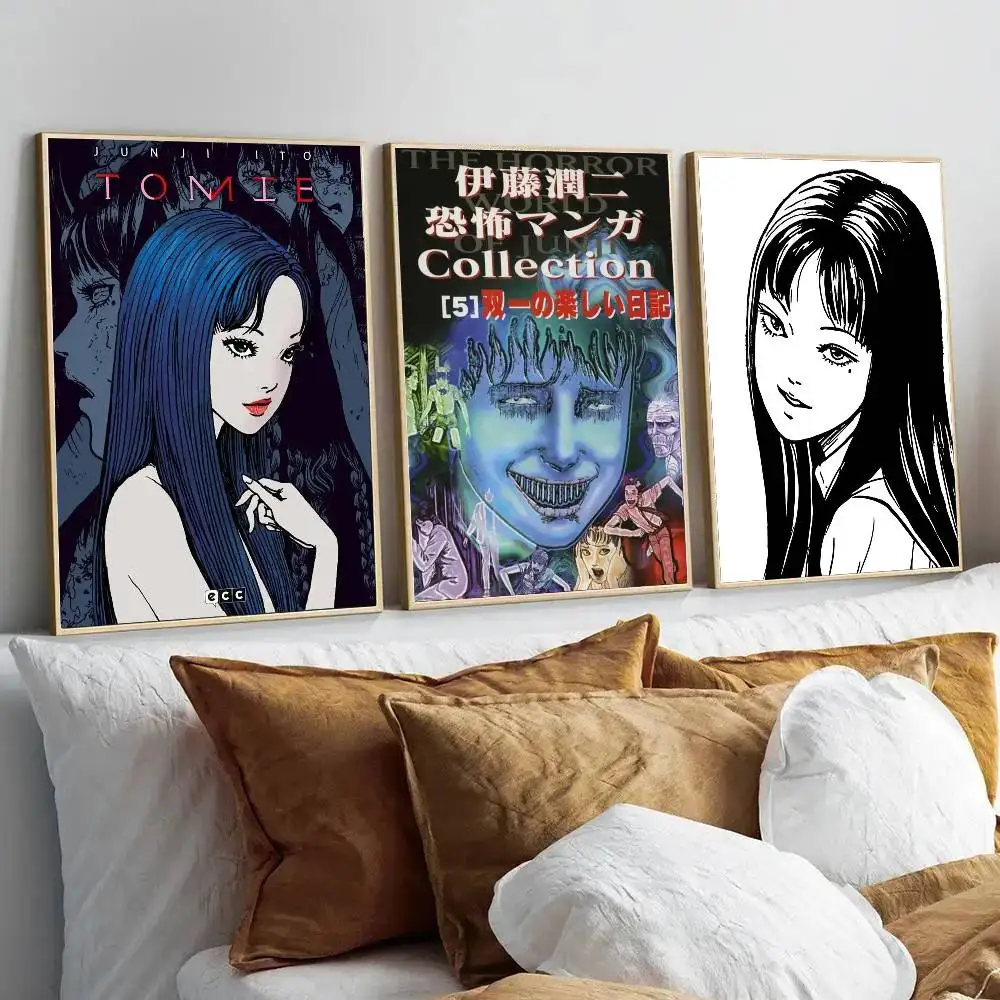 Black And White Ito Junji Tomie Posters Living Room Bar Cafe Quality Canvas Vintage Style Comics Painting Art Home Wall Decor