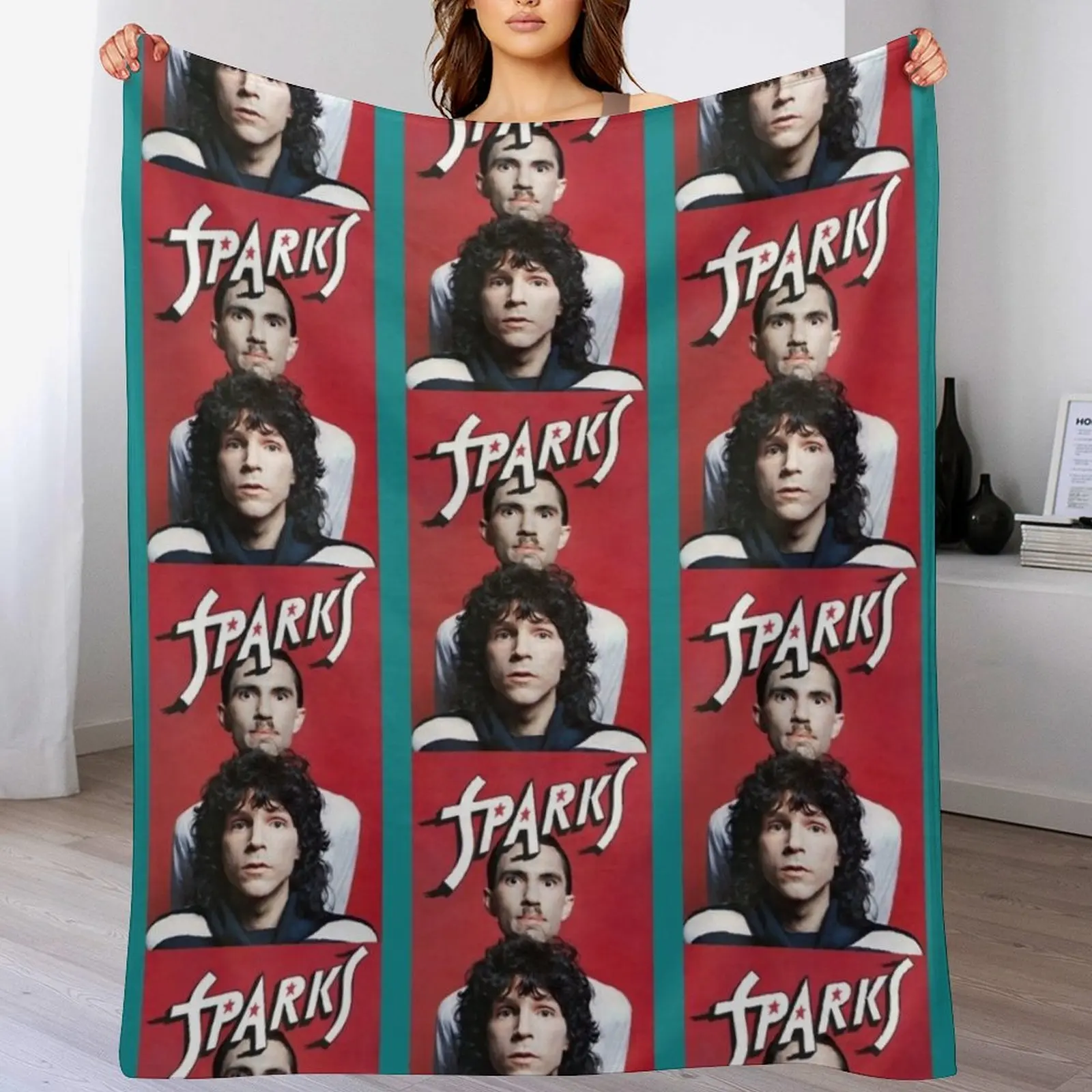 

Retro Sparks Band Heaven Tribute Sticker Throw Blanket Travel Size Cozy Blanket for Plane Train