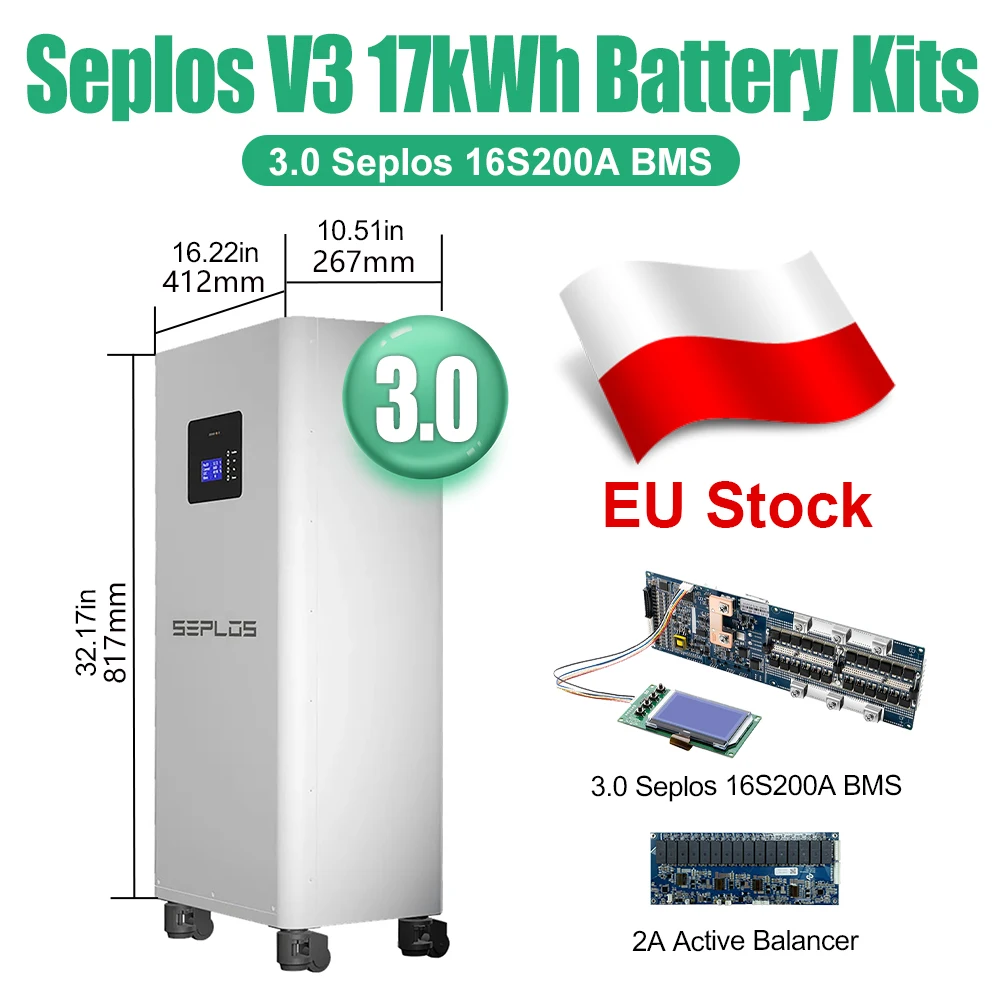 EU Stock Seplos 3.0 Kits Lifepo4 Batterij 48V 280AH 320AH 2A Actieve Balancer CAN RS485 BELASTINGVRIJ 15KWH 16KWH Doe-het-zelf Batterijpakket voor Thuis