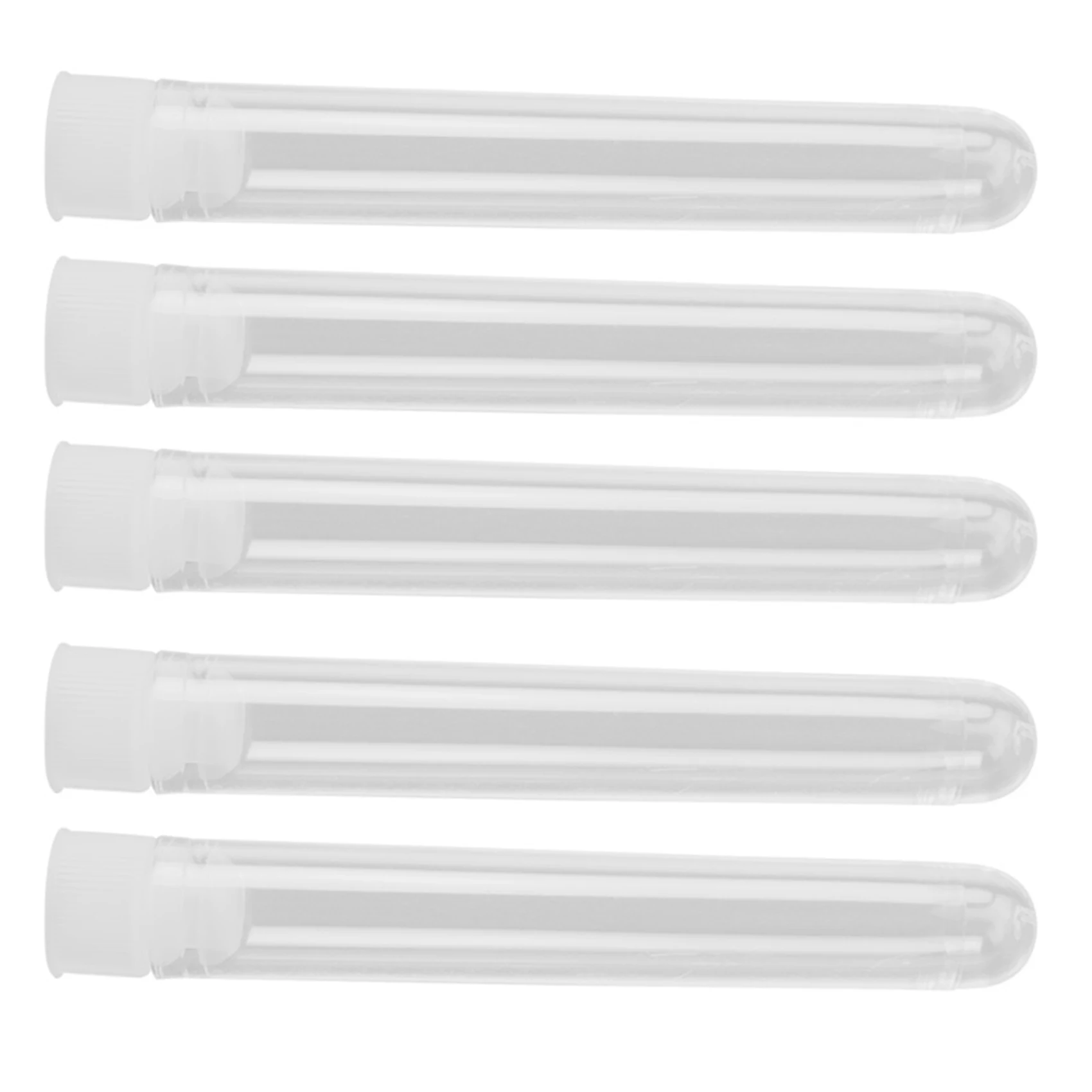 A03V 100Pcs Clear Plastic Test Tubes with White Screw Caps Sample Containers Bottles Push Caps 12X75mm