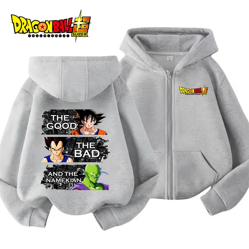 

Весенне-осенняя толстовка с капюшоном в стиле аниме Dragon Ball Z, детская одежда, свитшот Гоку, длинные детские топы с капюшоном на молнии с героями мультфильмов