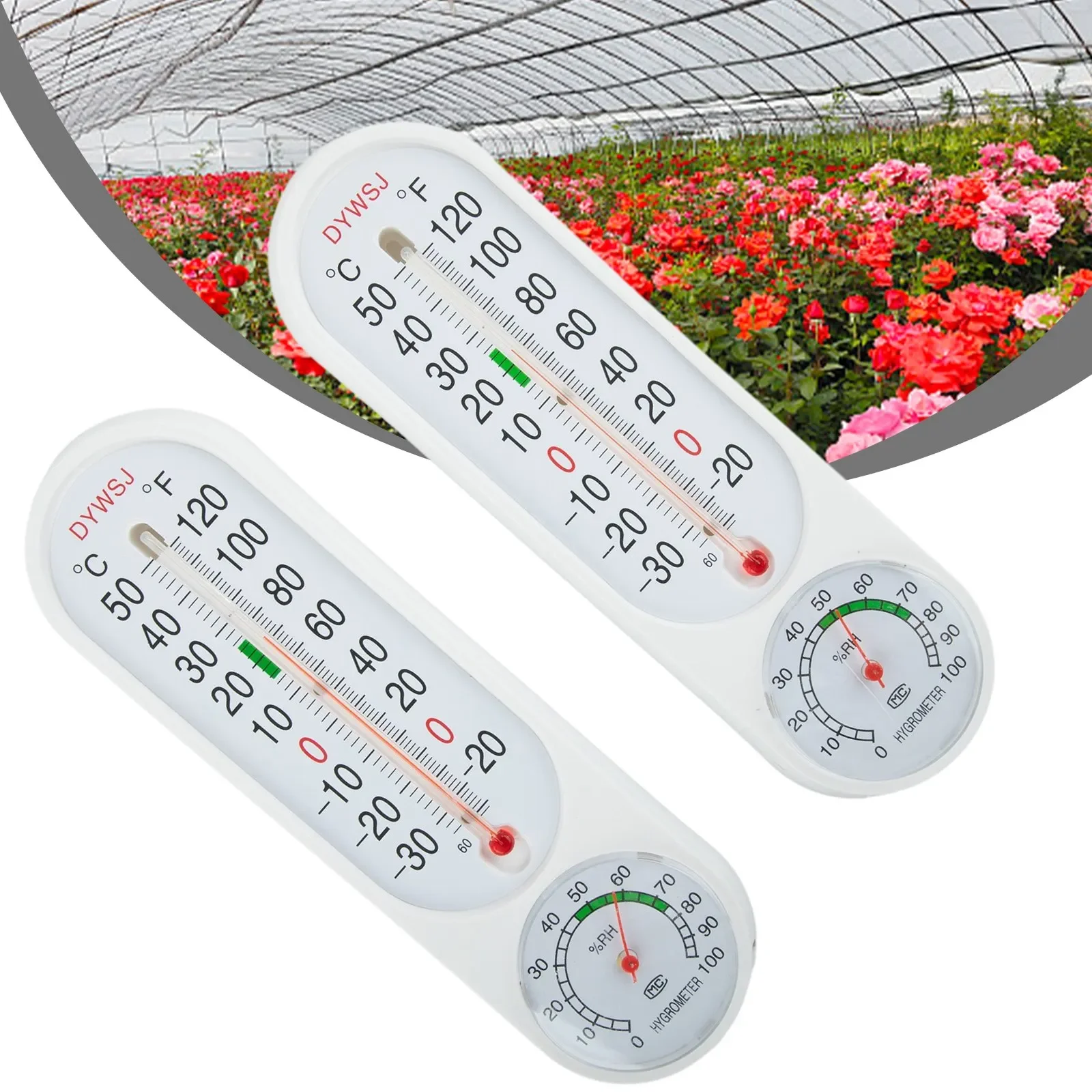 Temperature Reader Thermometer -20-120 (RH) -30~50°C 2 PCS Greenhouse Temperature Large Outdoor Meter Hygrometer High Quality