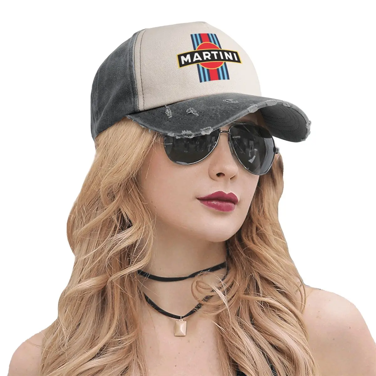 Martini Racing Stripe Baseball Cap western Hat Big Size Hat For Women Men\'s