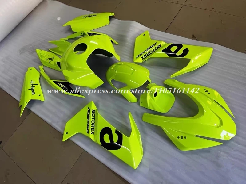 Neue ABS-Verkleidungssätze, passend für Aprilia RS660 20 21 22 23 2020 2021 2022 2023, Karosserie-Set, fluoreszierend + Tankabdeckung + Sitzverkleidung