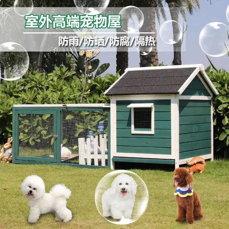Dog House Solid Wood Dog House Puppy Teddy Pet Room Waterproof Cat Nest Cat Villa Hao