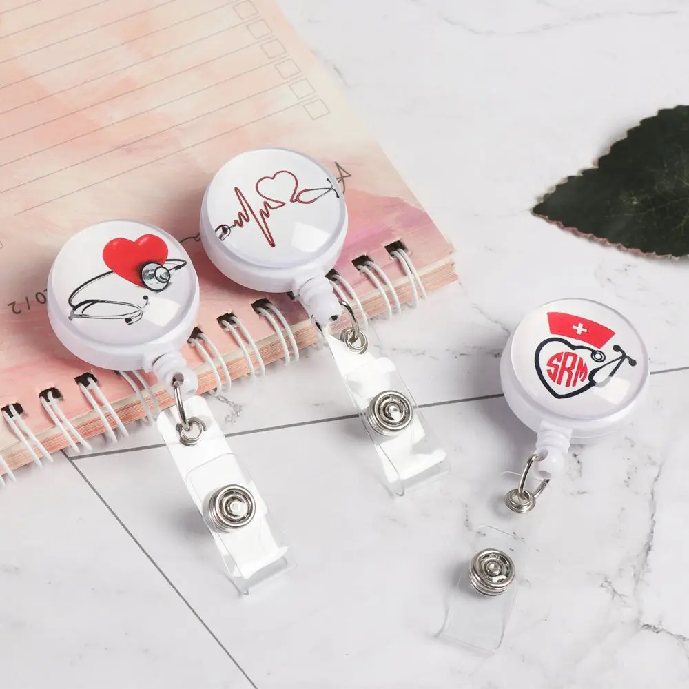 1pc Fashion Anti-Lost Clip Retractable Badge Holder Key Ring Lanyards Nurse ID Name Card