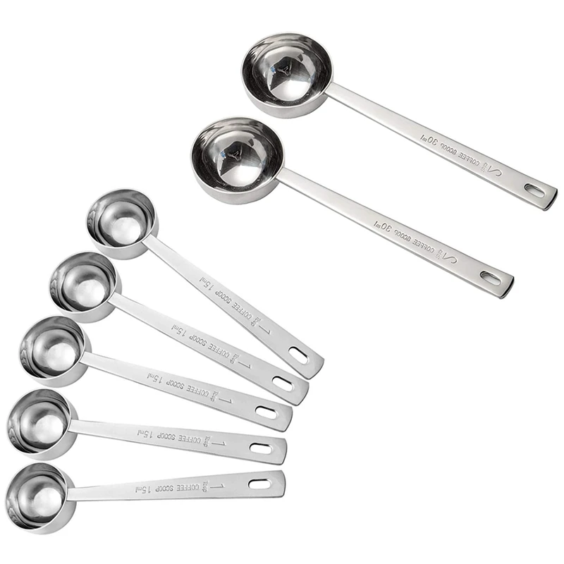 

7 Pcs Stainless Steel Coffee Scoop For Coffee, Milk Powder, Fruit Powder, 5 Pcs 15Ml & 2 Pcs 30Ml