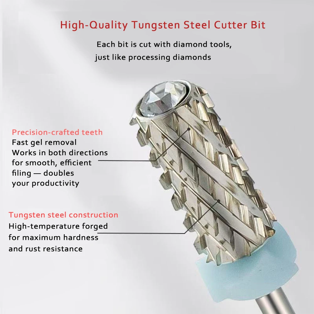 

1Pcs Rhinestone-Encrusted All-1Pcs Tungsten Steel Nail File Head for Removing Hard Gel Polish – Quick, Easy, and Silky Smooth