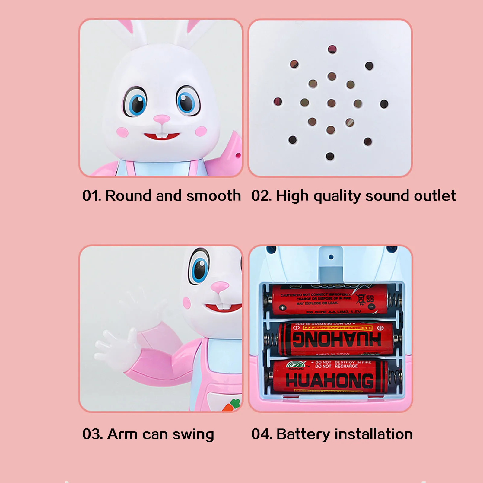 Elektryczny, tańczący królik - zabawka edukacyjna, muzyczna, z efektami świetlnymi, interaktywna zabawka dla dzieci, prezent na Boże Narodzenie i urodziny.