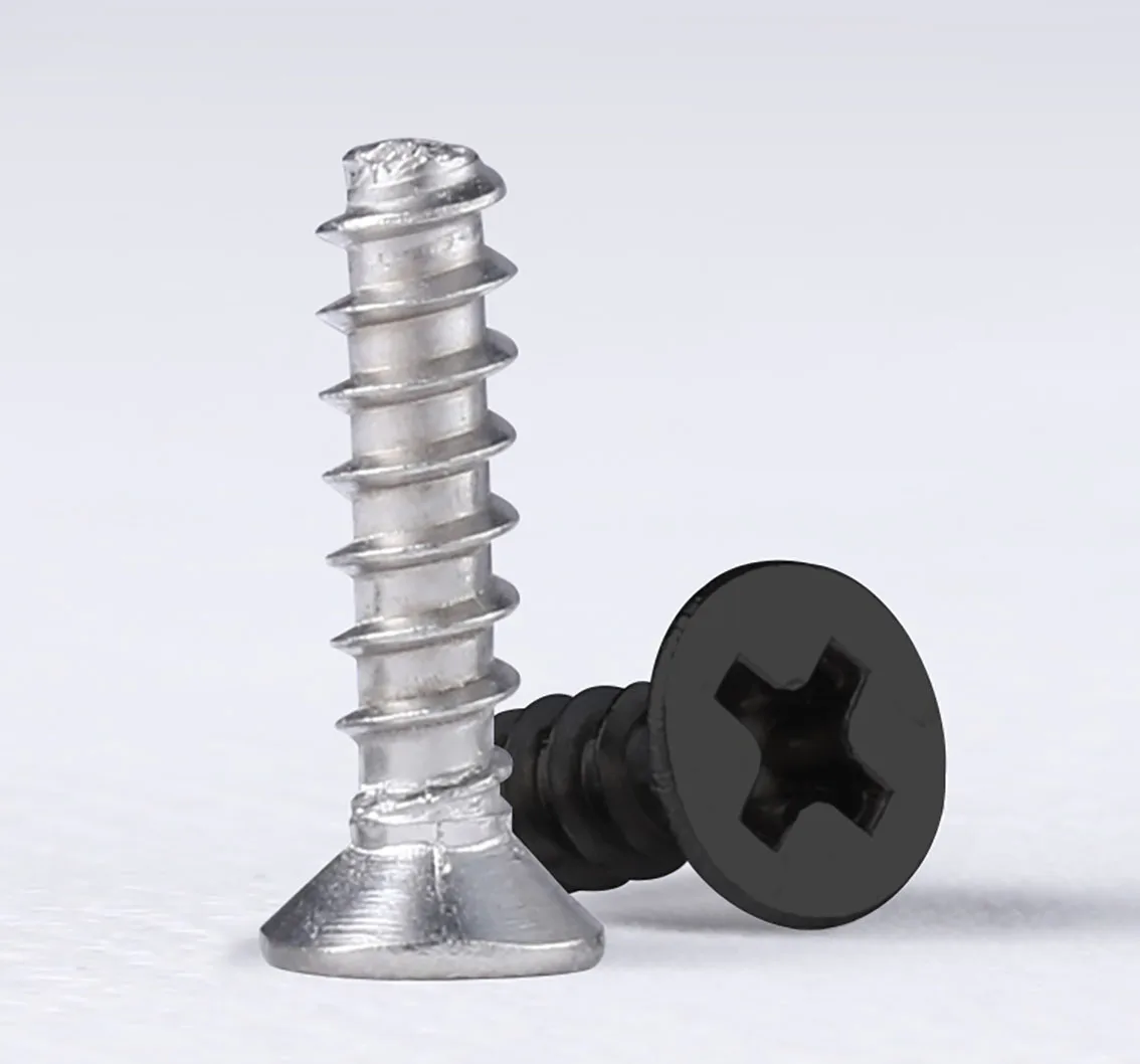 Tornillos autorroscantes de cola plana avellanada Phillips, M1.4-M4, cabeza plana cruzada, pernos pequeños de extremo plano, Zinc negro/niquelado