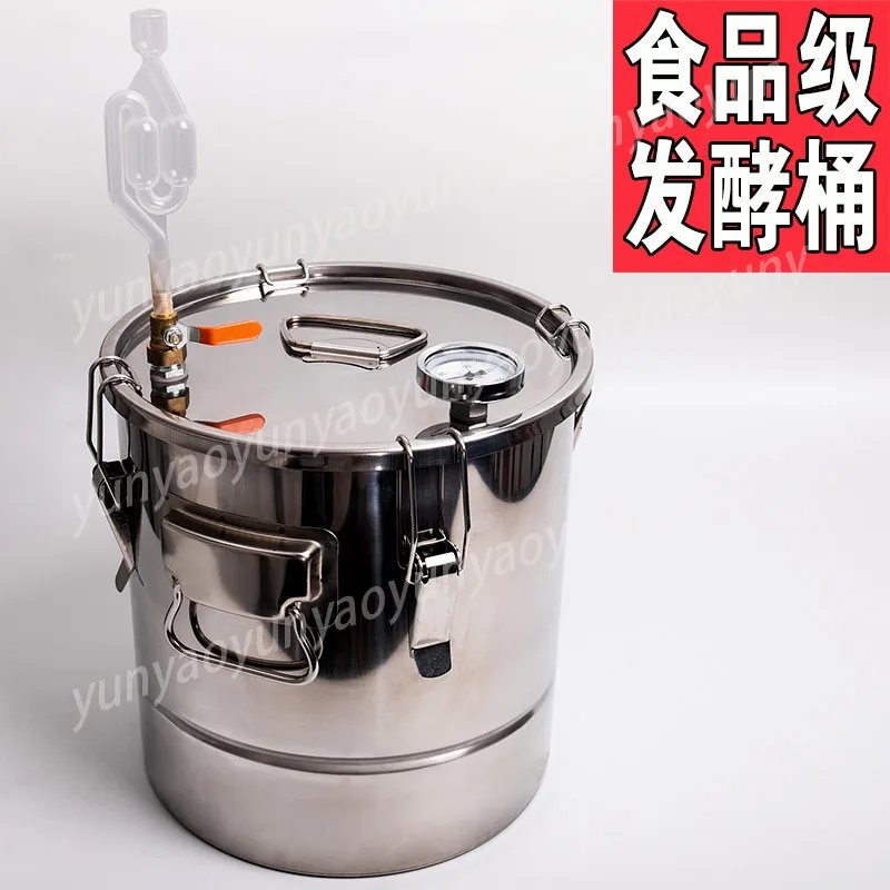 304 Stainless Steel Food Grade Fermentation Barrel One Way Exhaust Design for Wine Fruit Baijiu Grain Fermentation Household