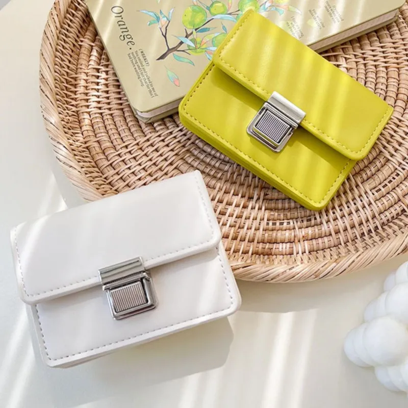 MINI wallet for women,simple&portable,flip cover metal buckle card holder,loose change clutch for students, billeteras mujer