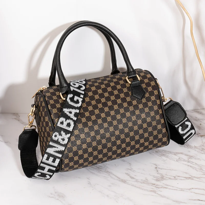 New Checkered Women\'s Bag Handbag Shoulder Bag Boston Women\'s Bag Handbag