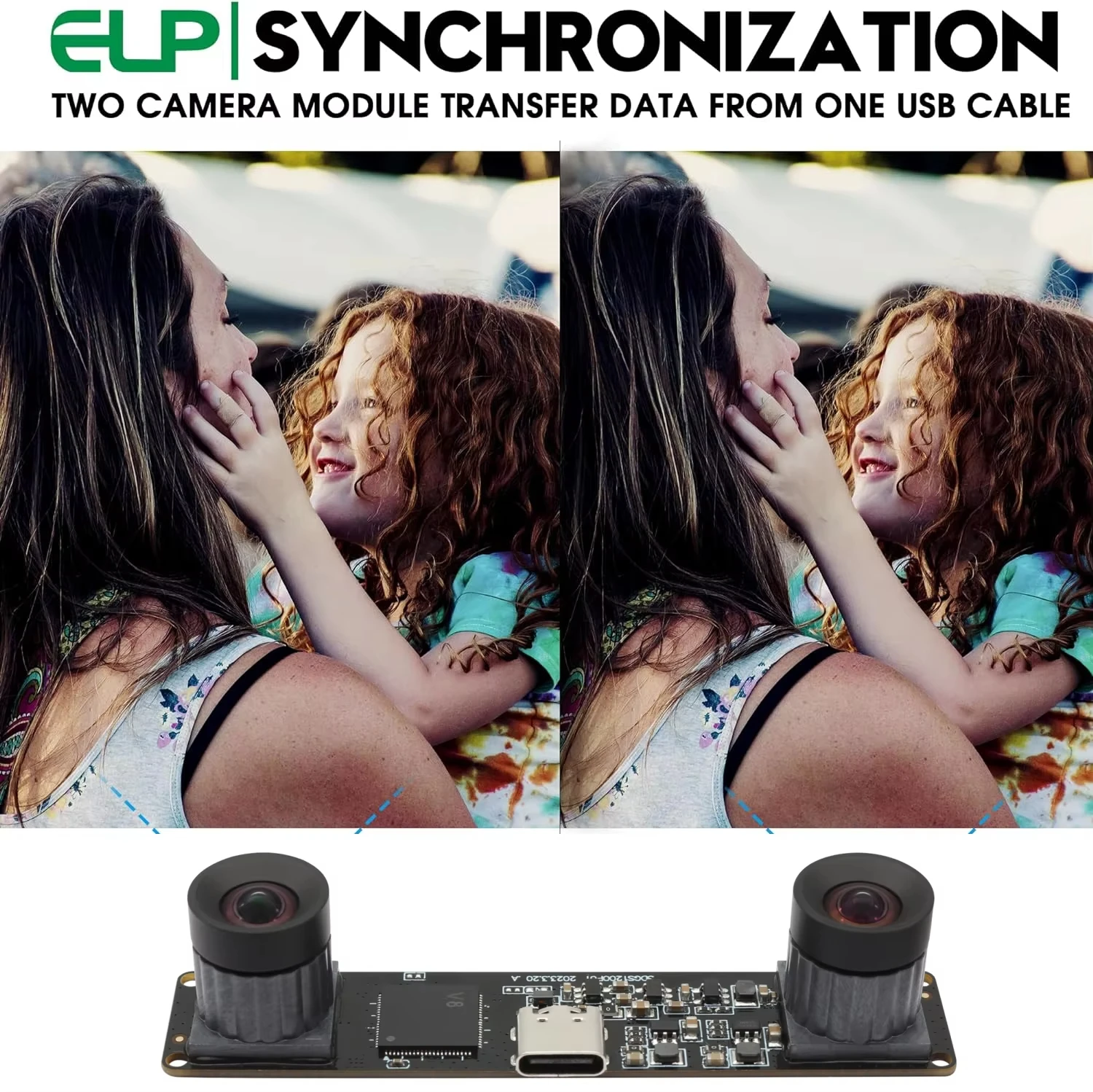 ELP Global Shutter USB Camera Module Synchronization Dual Lens Webcam High Frame 30fps 60FPS 120fps 3D Stereo Industrial Camera