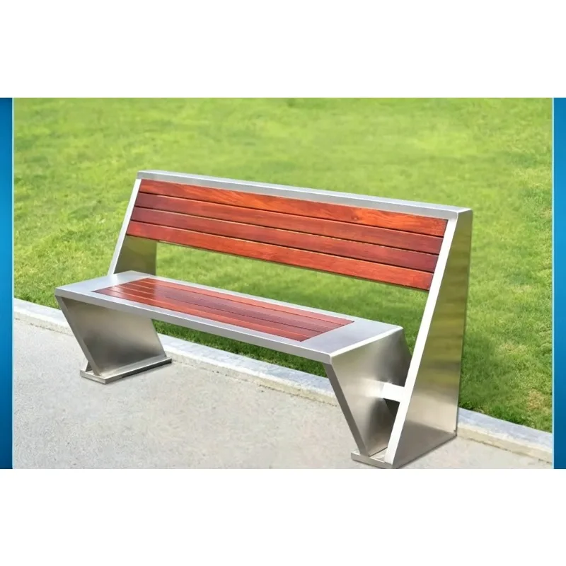 Stainless steel park chair, outdoor bench, long stool in courtyard community, outdoor anti-corrosion wood plastic wood leisure