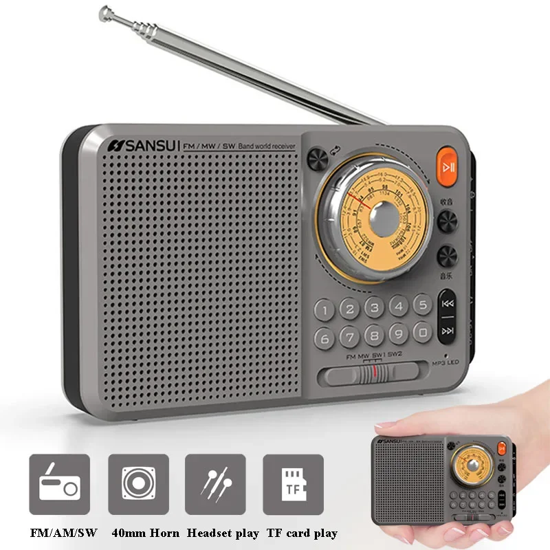 

High Sensitivity Radio Portable FM AM SW All Wave Receiver Built-in Speaker Professional Tunning Radios Rechageable MP3 Player