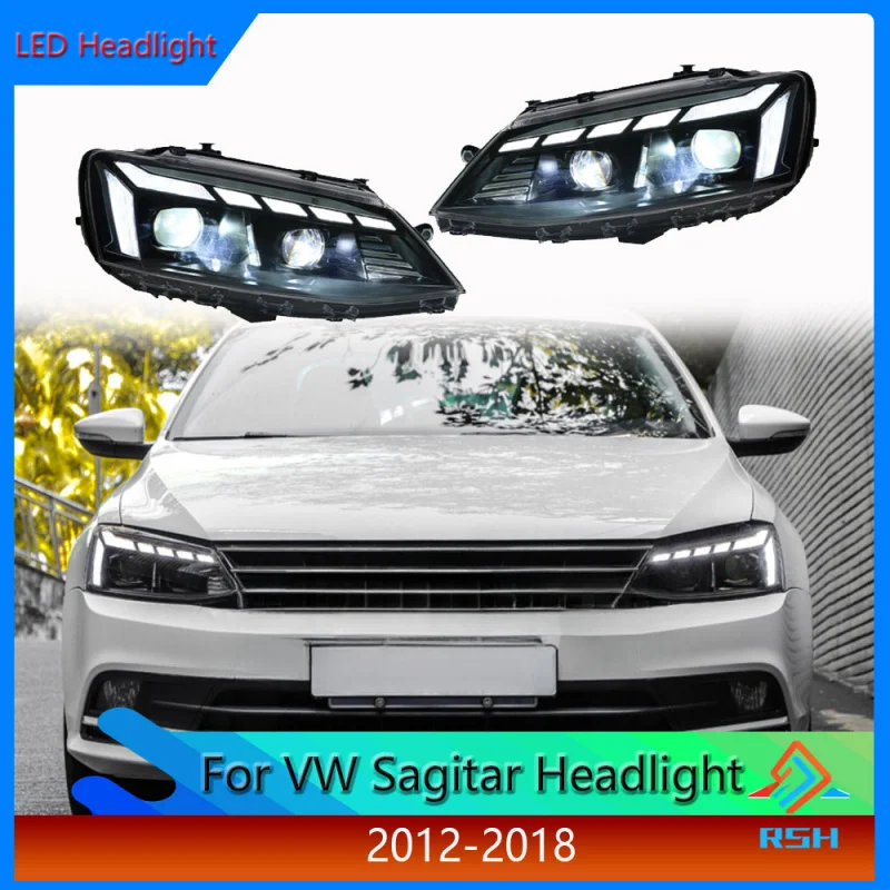 Head Light For Volkswagen Sagitar Jetta Headlight Assembly  Retrofitting 2012-2018 LED Flowing Turn Signal Daytime Running Light
