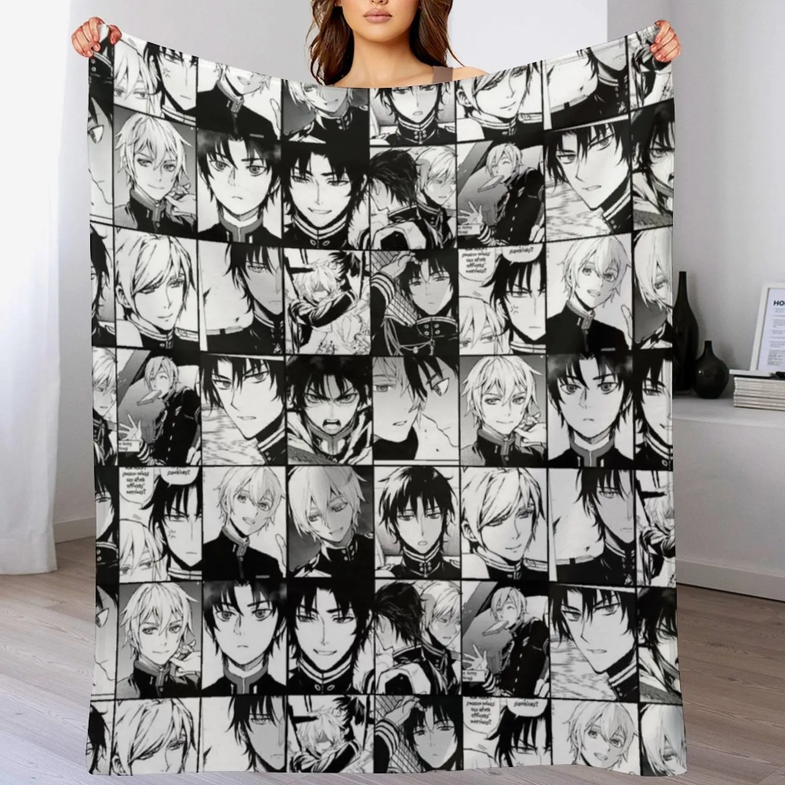 

Shinya Hiragi and Guren Ichinose - manga collage Throw Blanket Giant Sofa christmas decoration Blankets