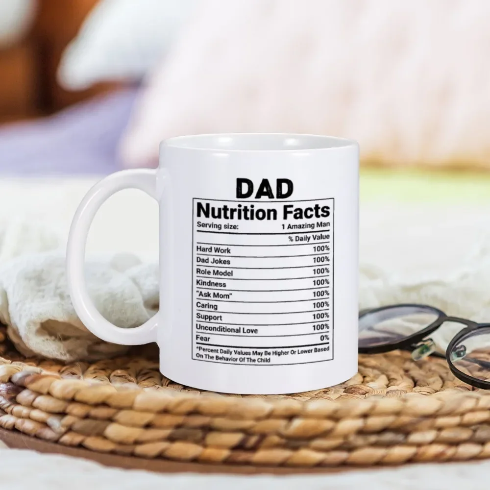 Dad Nutritional Facts Coffee Mug Ceramics Cup for Papa Daddy Stepdad Father’s Day Gift Best Dad Ever Cups Cool Gifts from Kids