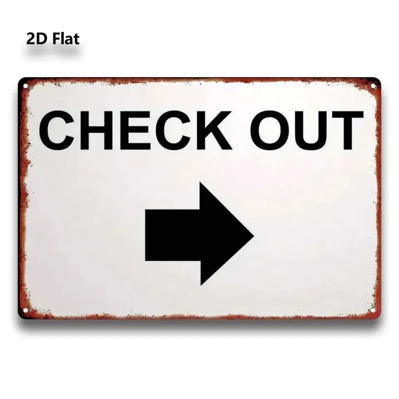1pc Decorative Aluminum Sign and Plaque, Check-out Exit Direction Arrow Sign, Suitable for Home, Bar, Cafe, Office