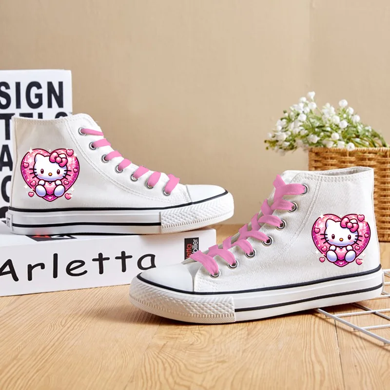 Sanrio Hello Kitty Men and Women Chic Street Student Canvas Shoes Couple Versatile Casual Platform Sneakers Skateboard Shoes