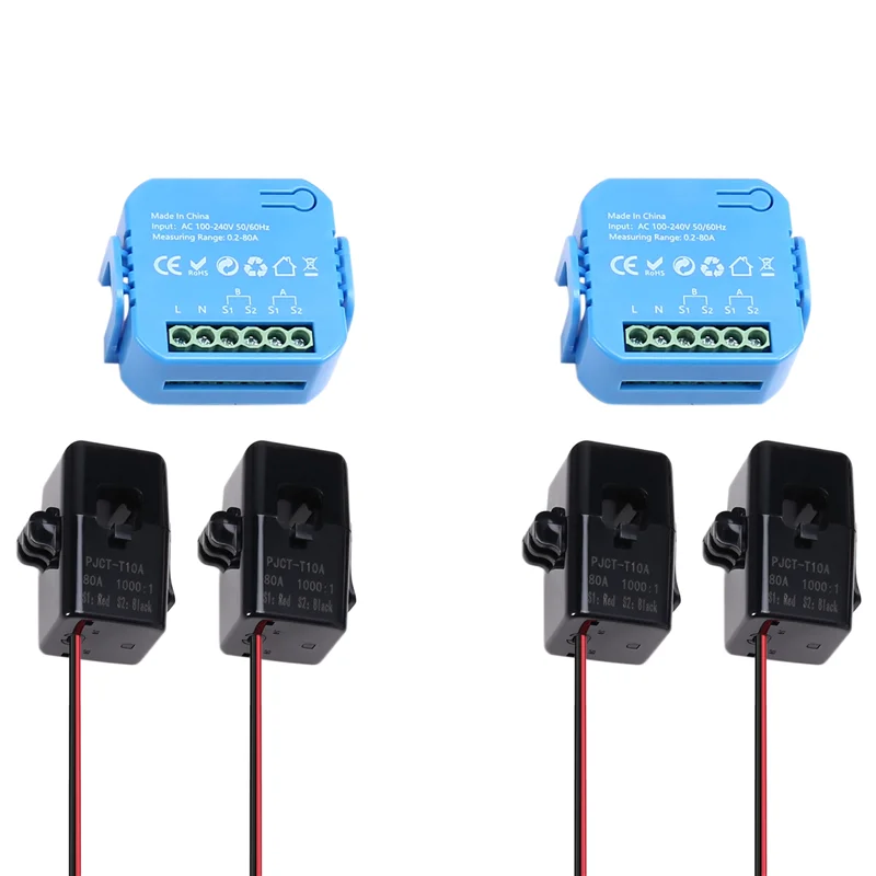 

GROCE-2Pcs Tuya Smart Energy Meter Производство энергии Потребление двухнаправленного монитора мощности Поддержка управления через приложение