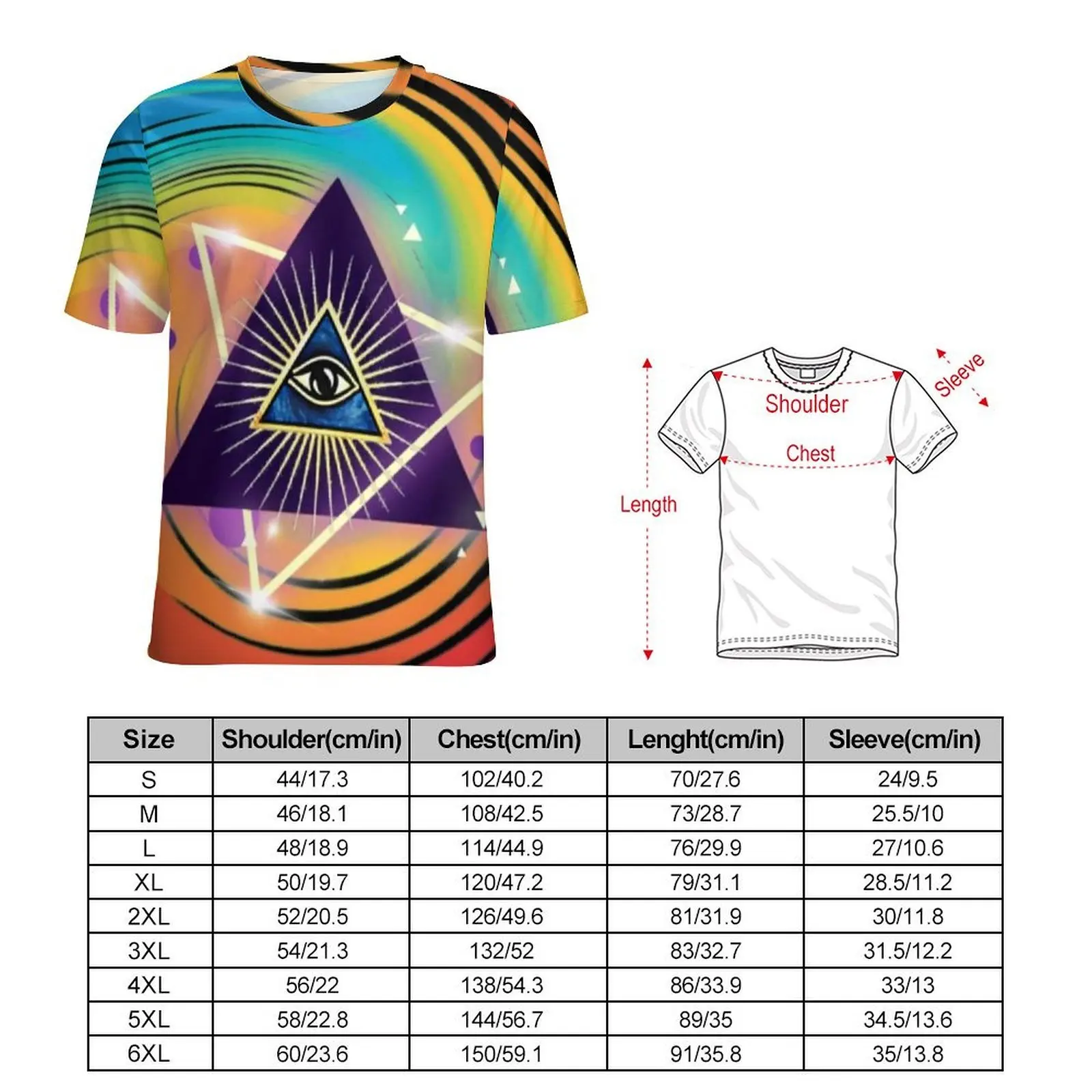 Plus Size T Shirt Original Triangle Eyes T-Shirts All Seeing Eye In Endless Dimensions Street O Neck Tee Shirt Man Design Tops